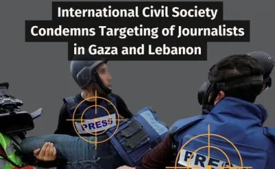 Image: 7amleh image linking to Statement on the targeting and killing of journalists in Palestine and Lebanon